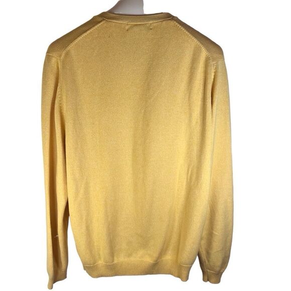 Men’s Brooks Brothers VNeck Soft Yellow Sweater Size Large Cotton Easter Spring - Picture 2 of 8